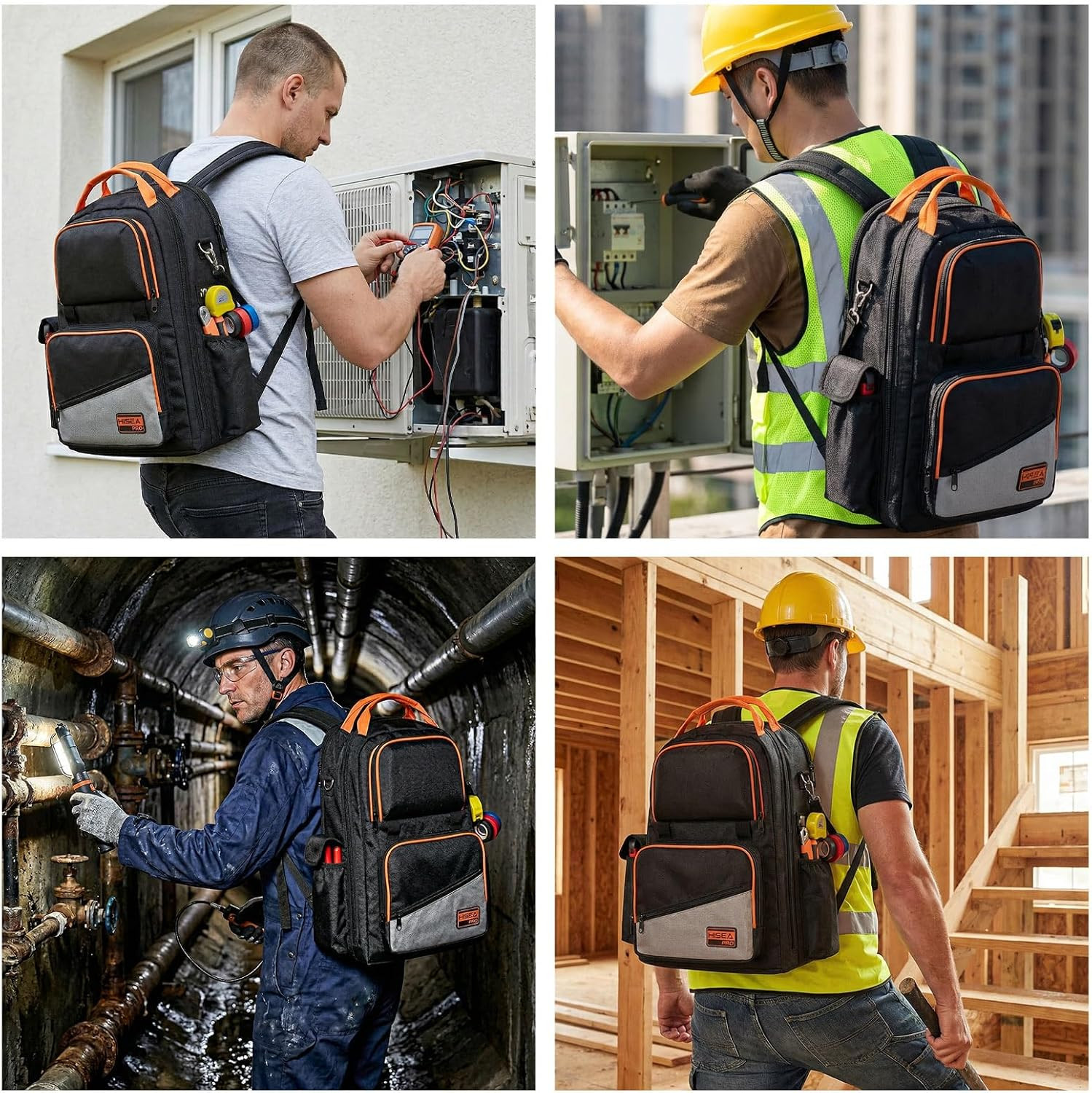 Heavy Duty Tool Backpack with 37 Pockets & Laptop Compartment – Waterproof