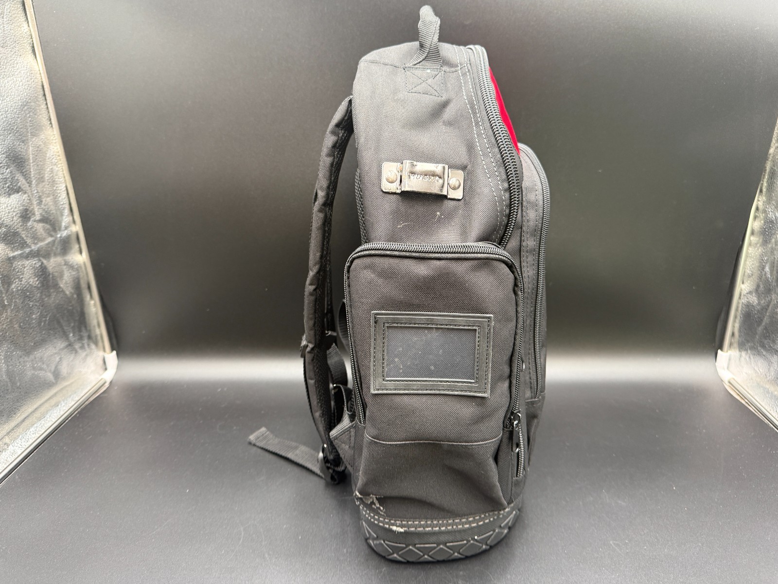HUSKY 18” Tool Backpack Heavy Duty Work Bag Black Red Used Condition