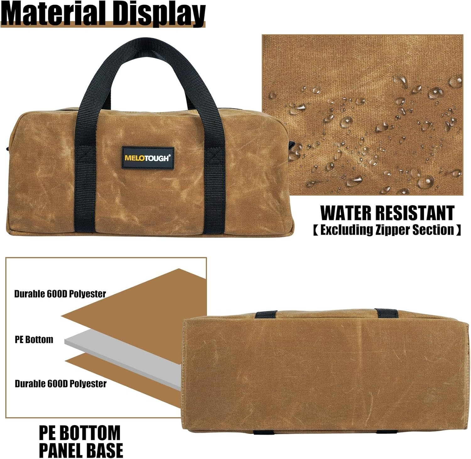 Waxed Canvas Utility Tool Tote bag Combo Kit-Includes 2 Medium Tool Organizer…