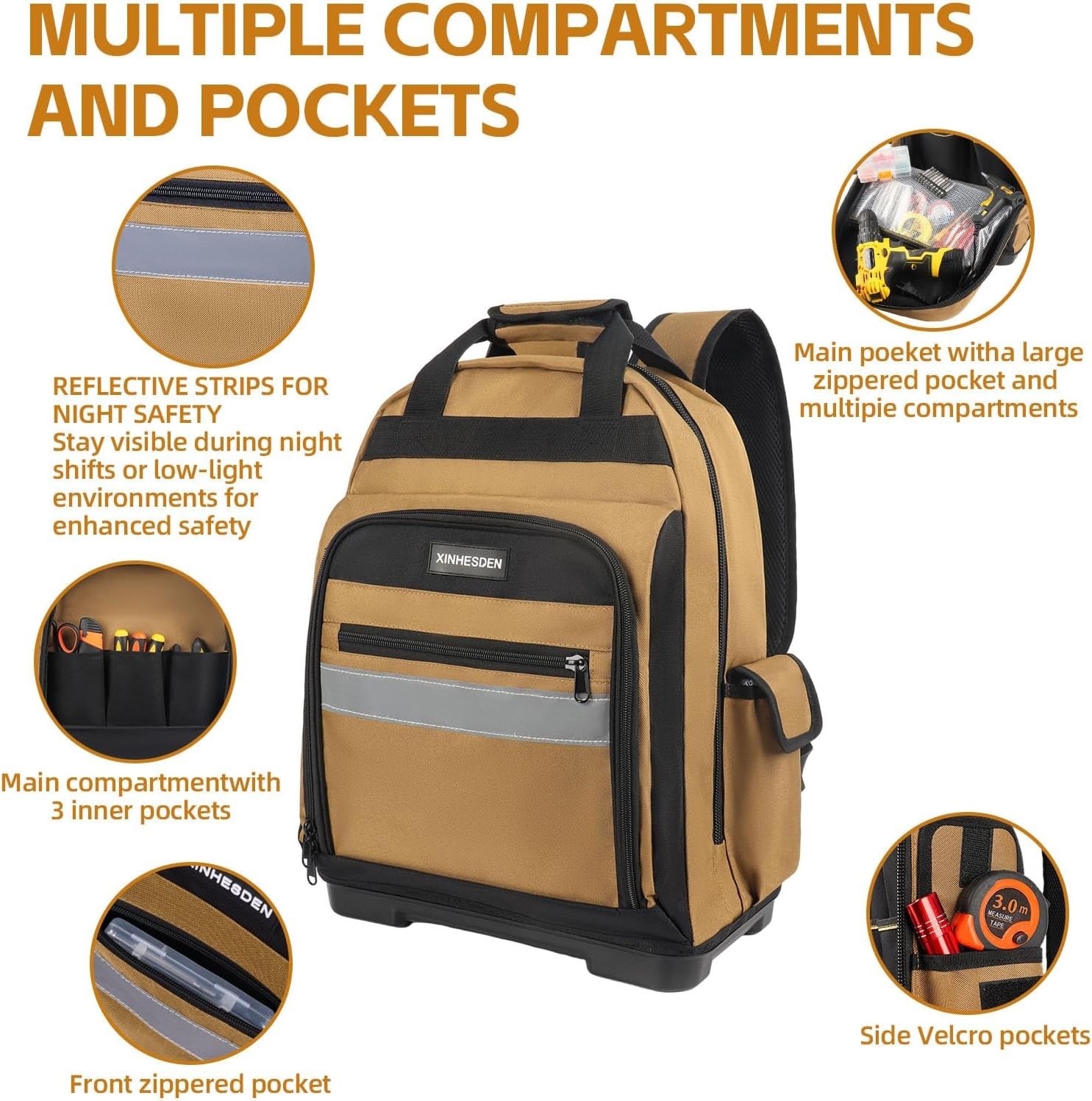 Multi-Pocket Heavy-Duty Tool Backpack – Durable and Waterproof Storage Solution