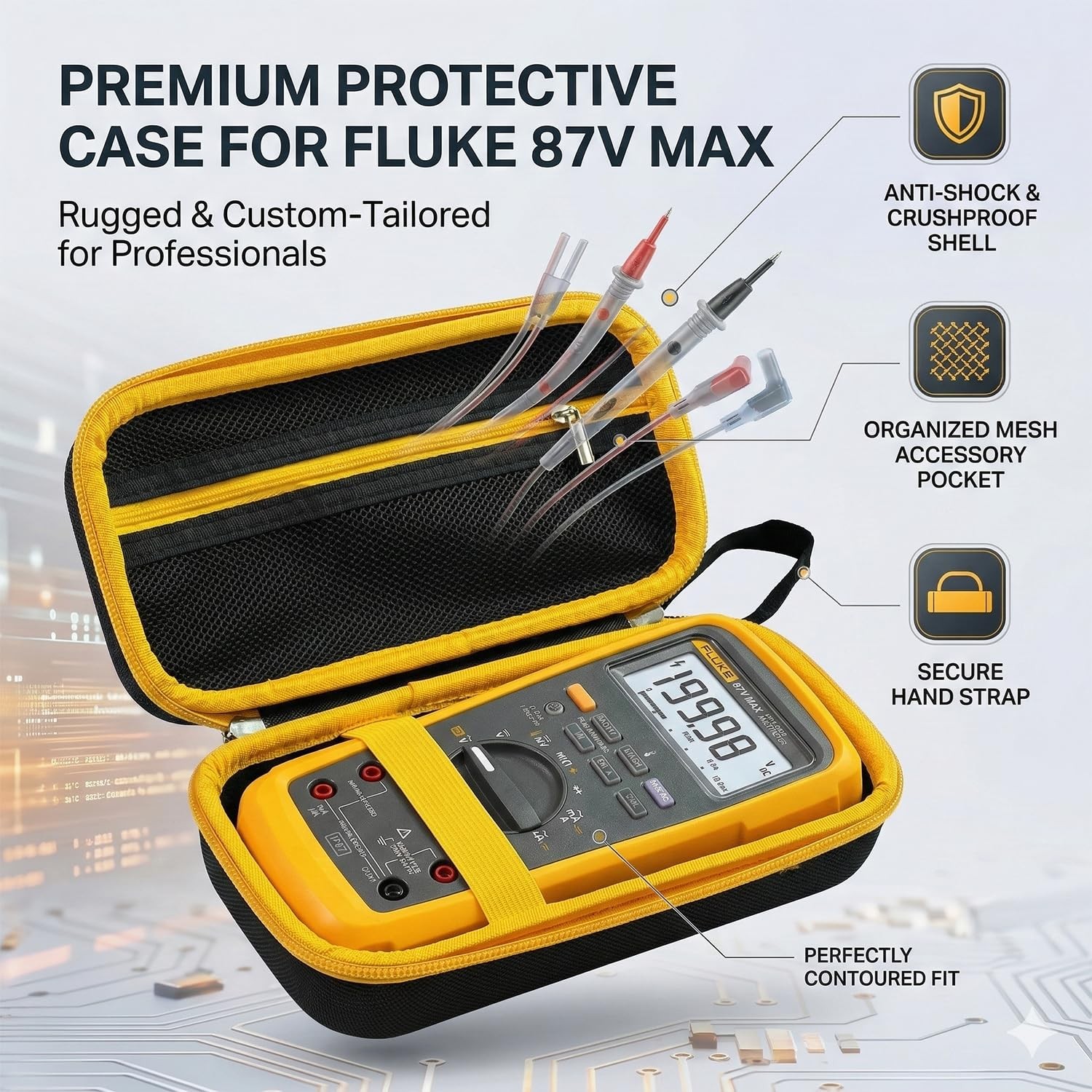 Hard Carrying Case for Fluke 87V/ 88V/ 15B+/ 17B+ and More Digital Multimeter…