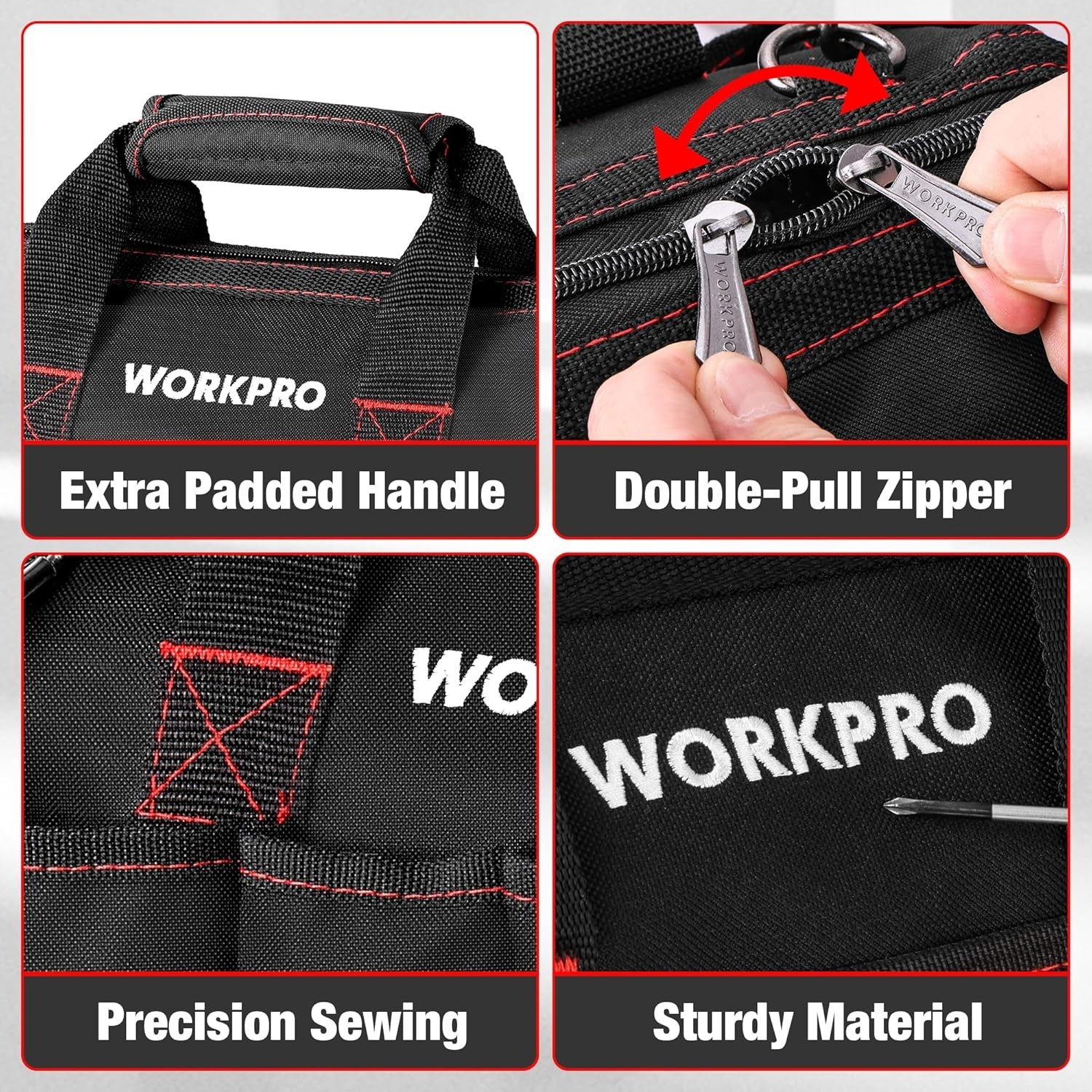 12” Storage Tool Bag with Multiple Pockets & Water-Repellent Material