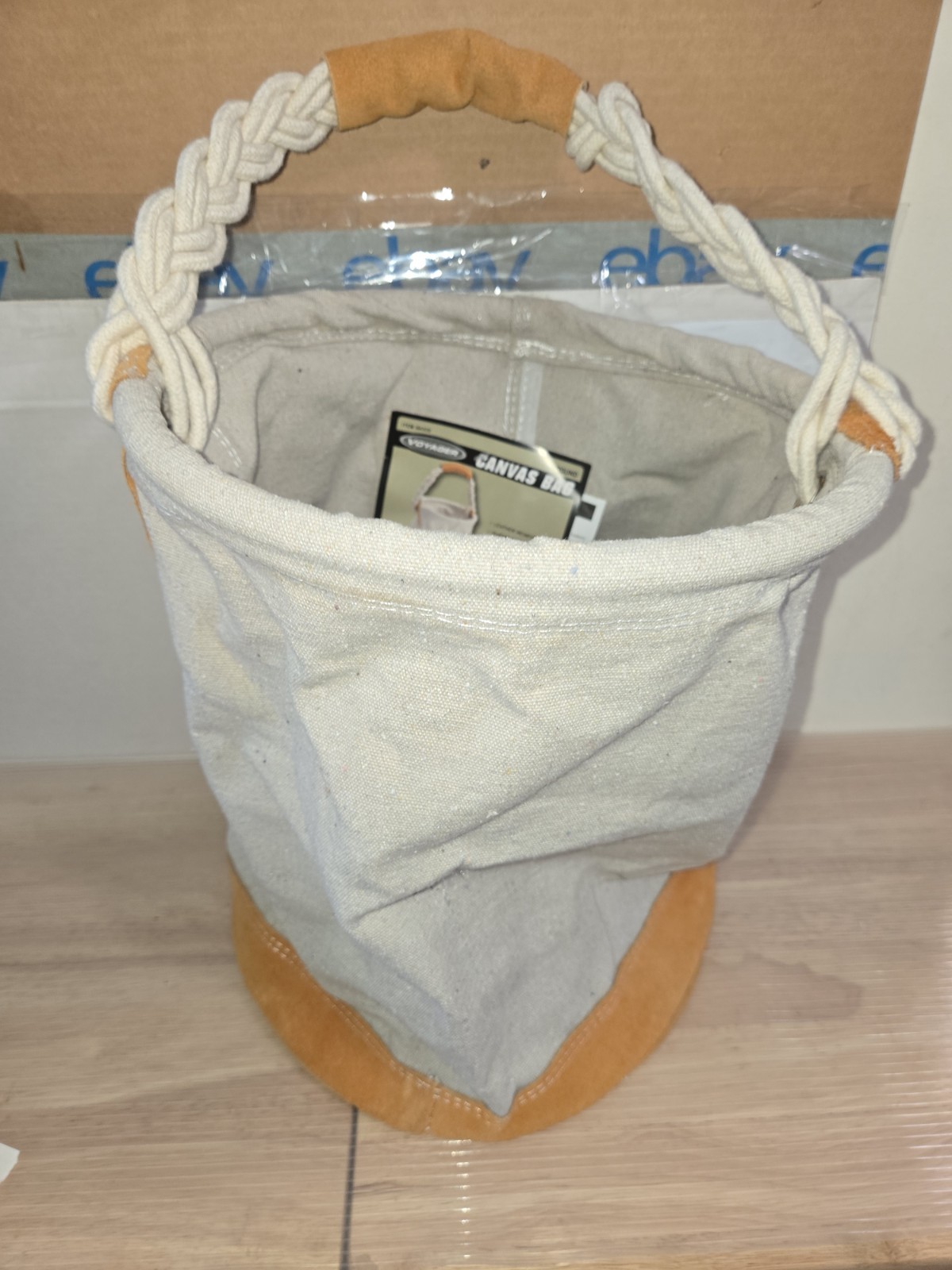 Voyager Round Canvas Bag NEW 4 Pockets Leather Reinforced #94320 Damage Handle