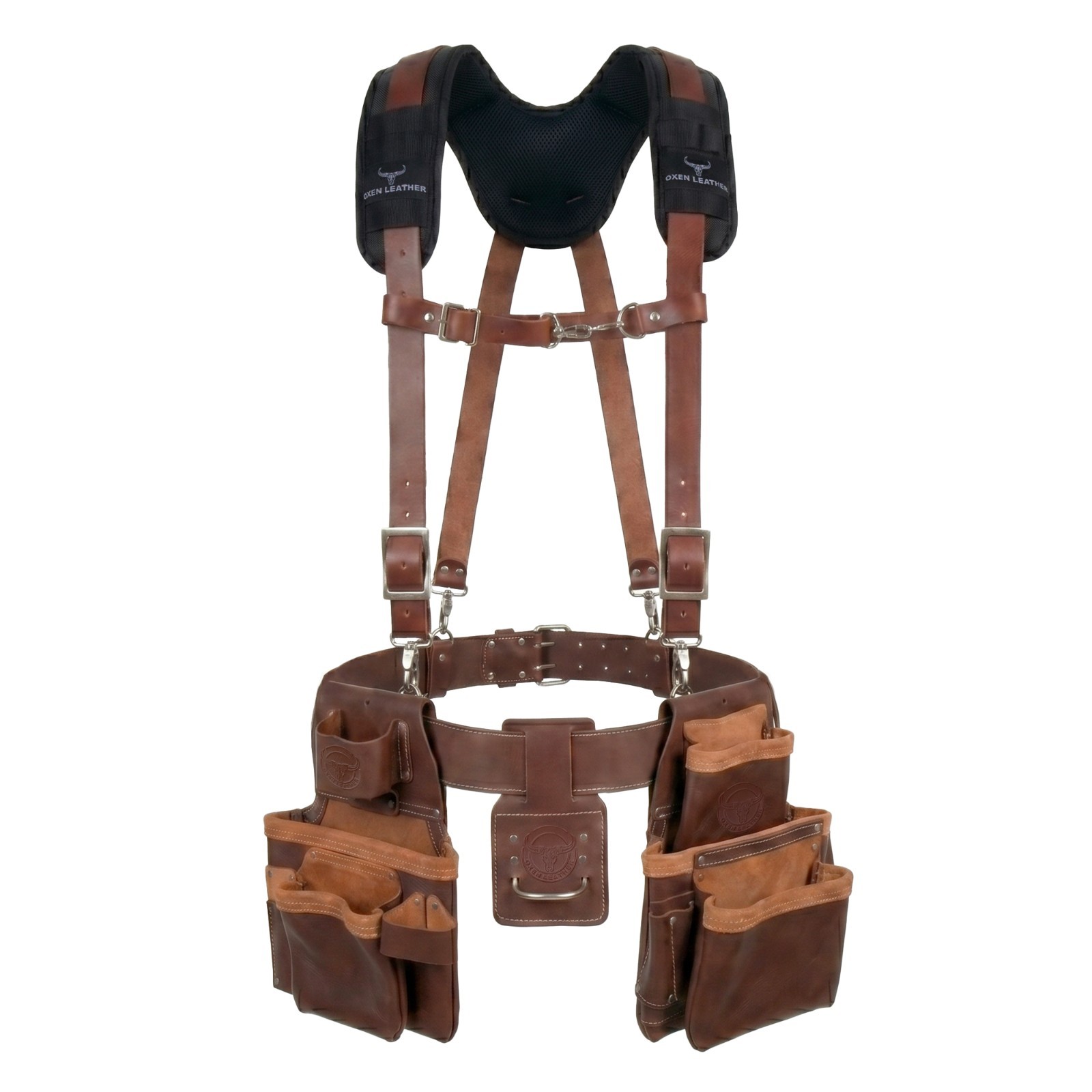 Oxen Leather Tool Belt With Suspender Heavy Duty Carpenter Construction belt