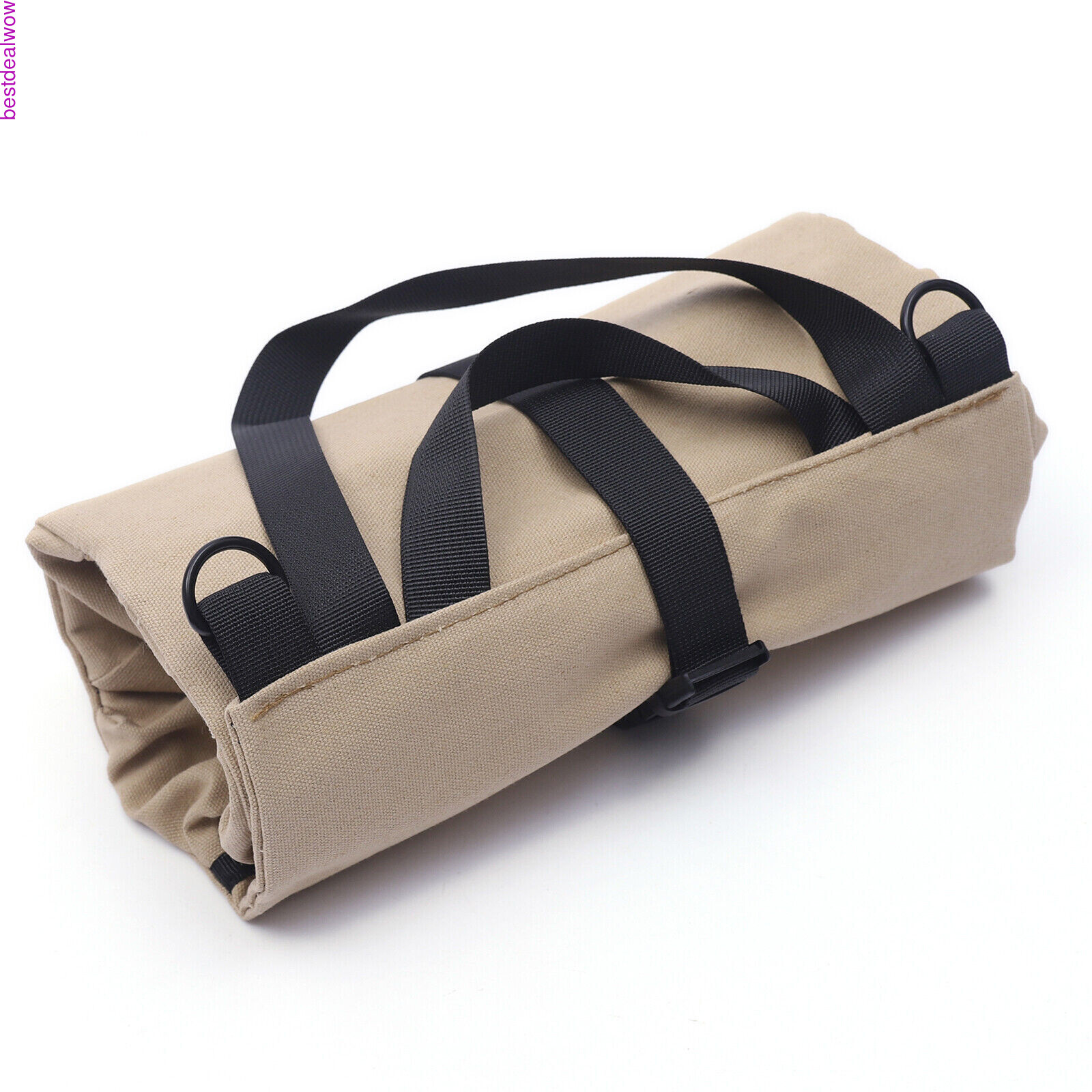 Roll Up Tool Organizer Wrench Storage Pouch 5 Pockets Mechanics Wrap Bag Brown