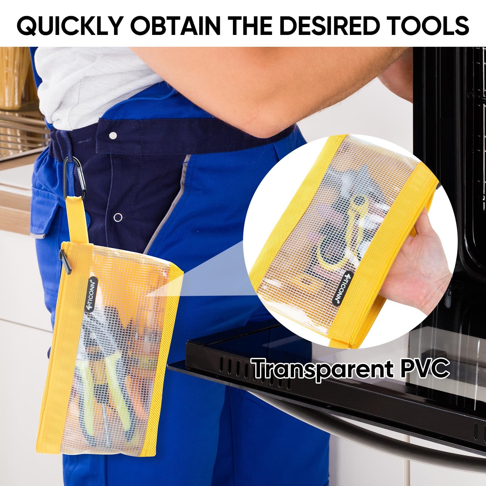 TICONN Tool Pouch, 1680D Oxford Small Tool Bag, Tool Pouches with Zipper, Cle…