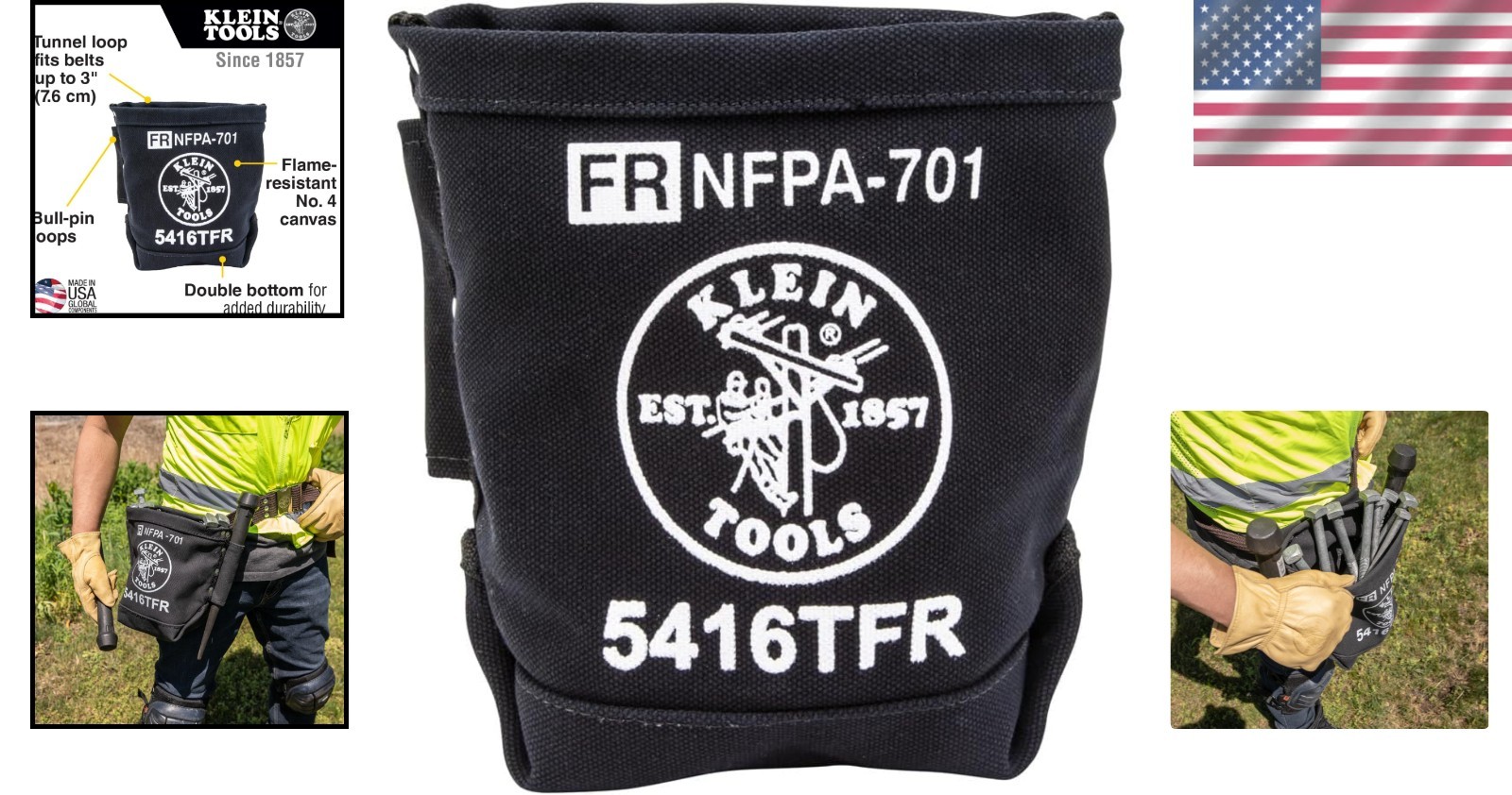 Klein Flame-Resistant Tool Bag – 11″ x 9.6″ Canvas with Double Reinforced Bottom