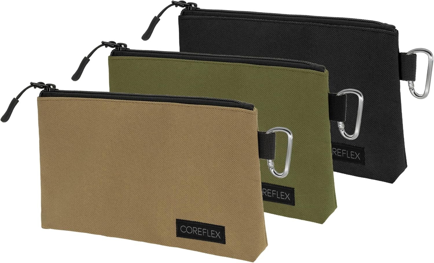 Compact Flat Bottom Tool Pouch Set – 3x YKK Zipper Storage Bags for Organizing