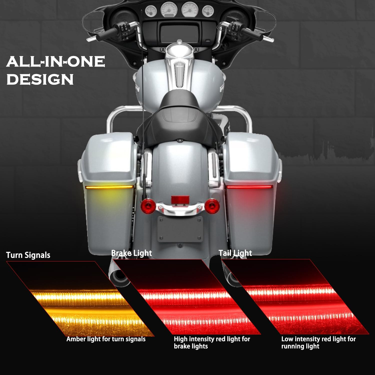 Saddle Bag LED Tail Lights Smoked Saddlebag Brake Running Light with Sequential