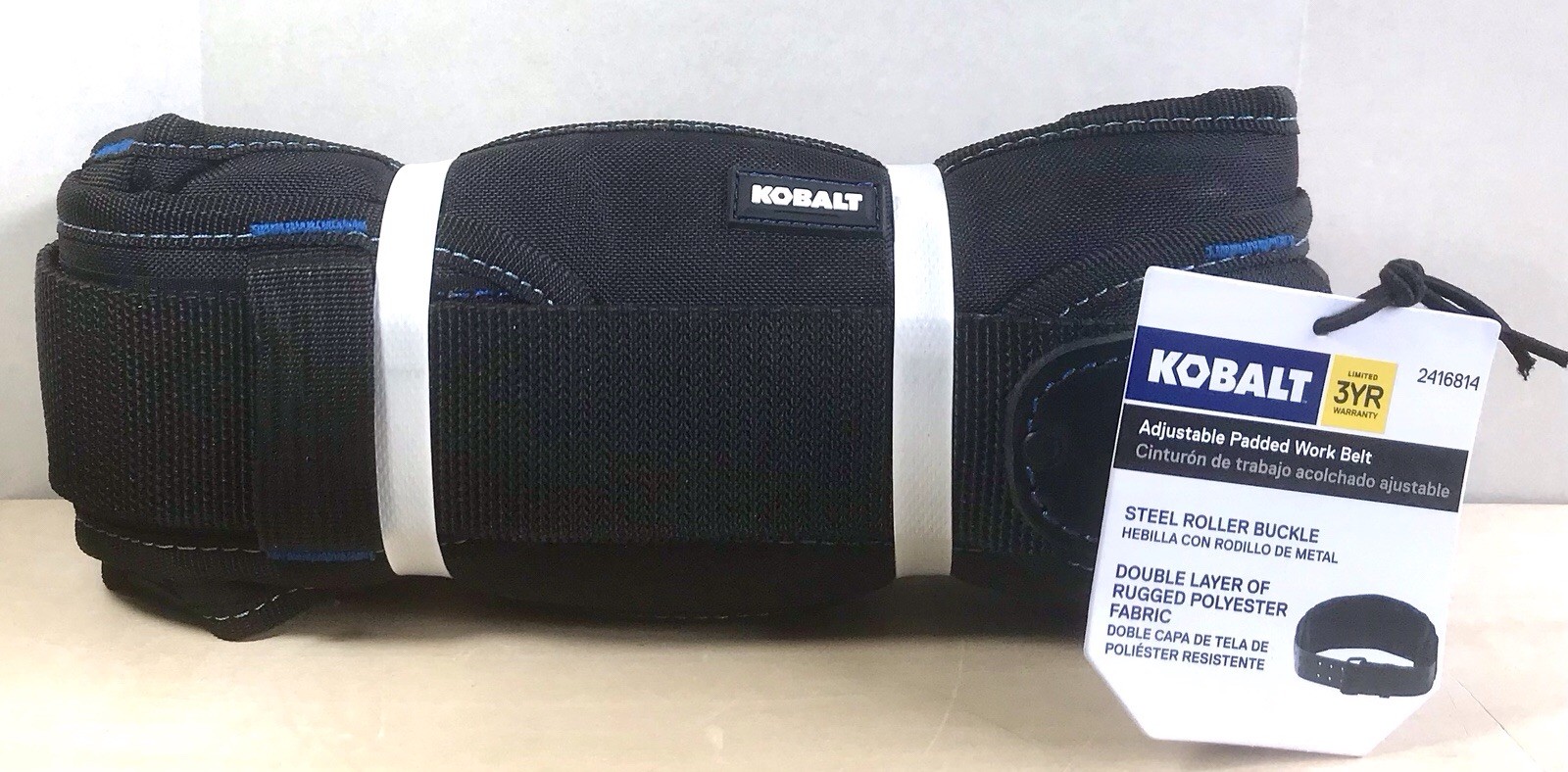 Kobalt General Construction Polyester/Leather Adjustable Padded Tool (Work) Belt