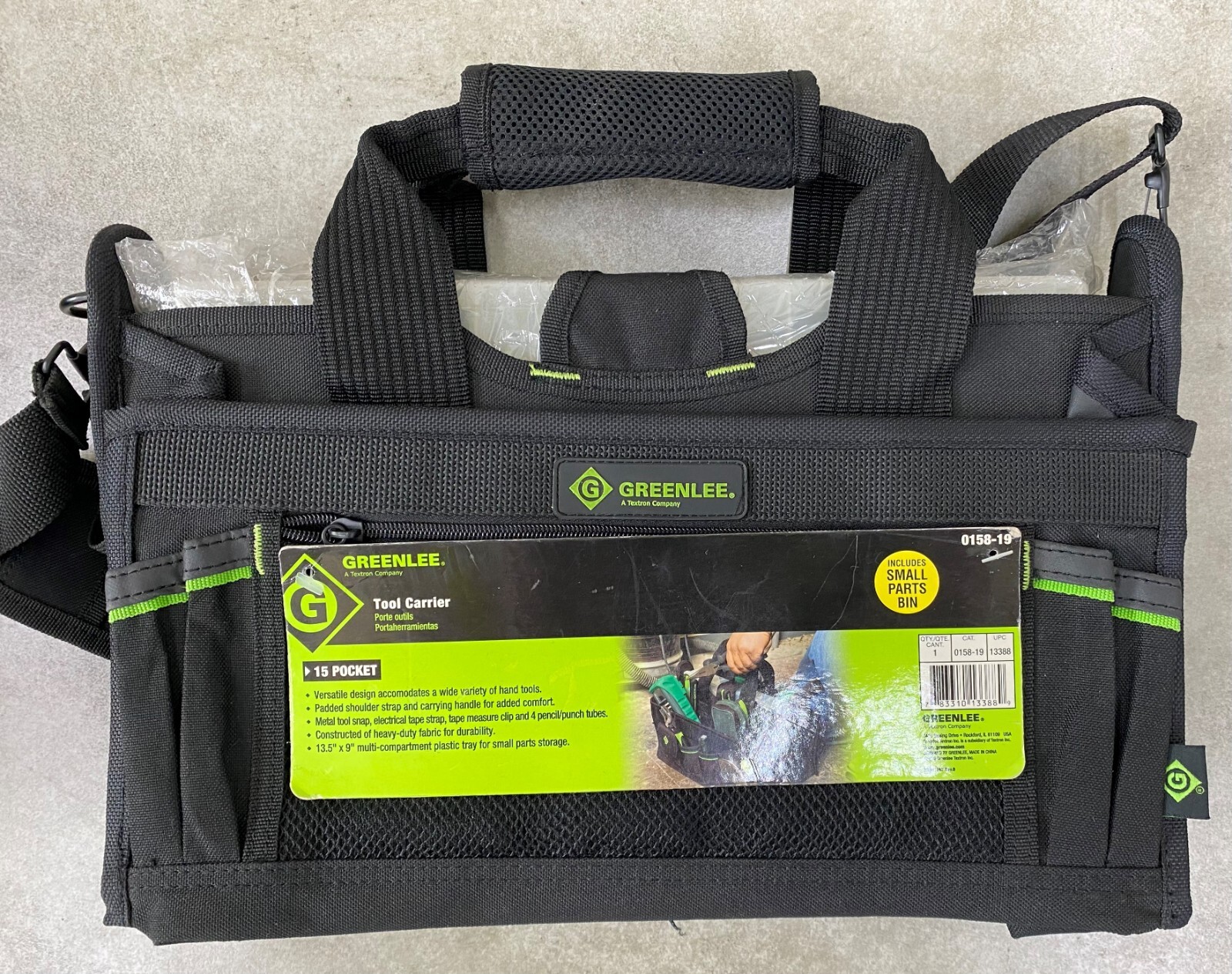 GREENLEE 0158-19 16″ Tool Carrier Bag with Parts Bin