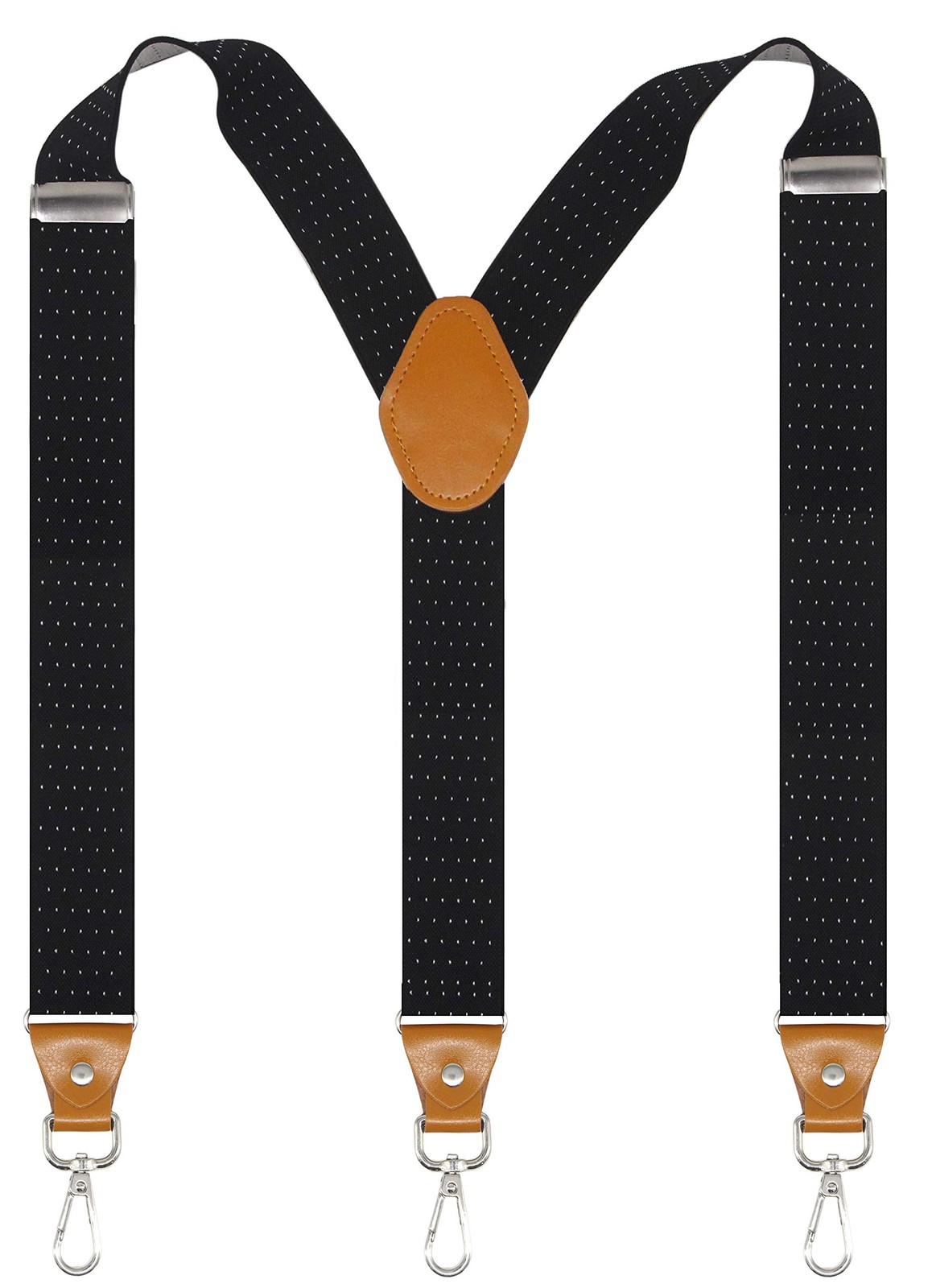 Doloise Mens Suspenders with 3 Swivel Hooks Belt Loops One Size, Black Dot