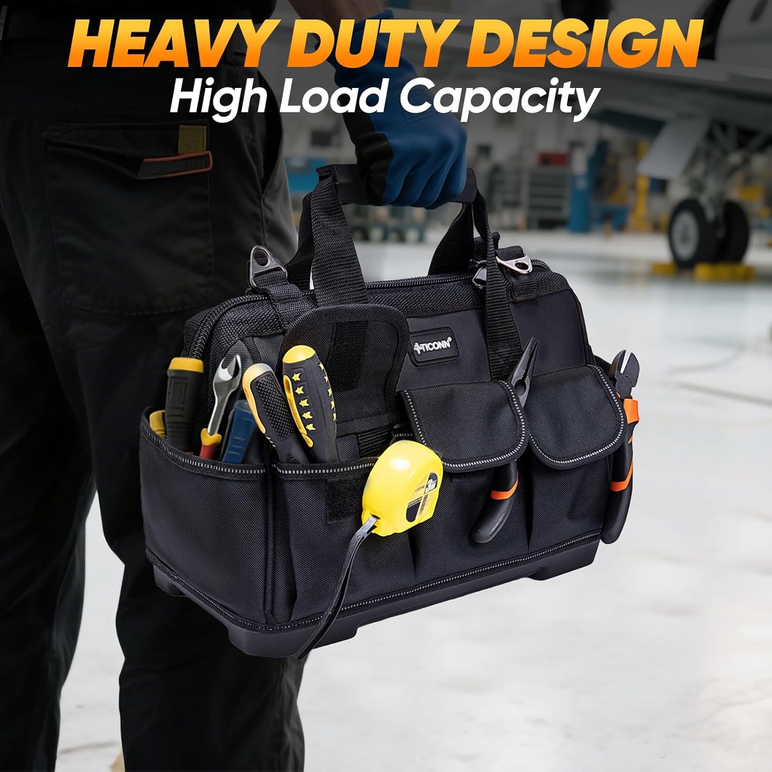 Heavy Duty Tool Bag with Multi-Pockets, Portable Tool Box Organizer Storage Bag,