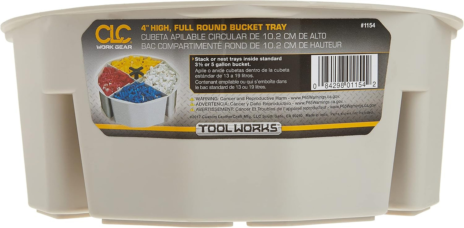 Custom Leathercraft1154 4-Inch High, Full-Round Bucket Tray,Cream White
