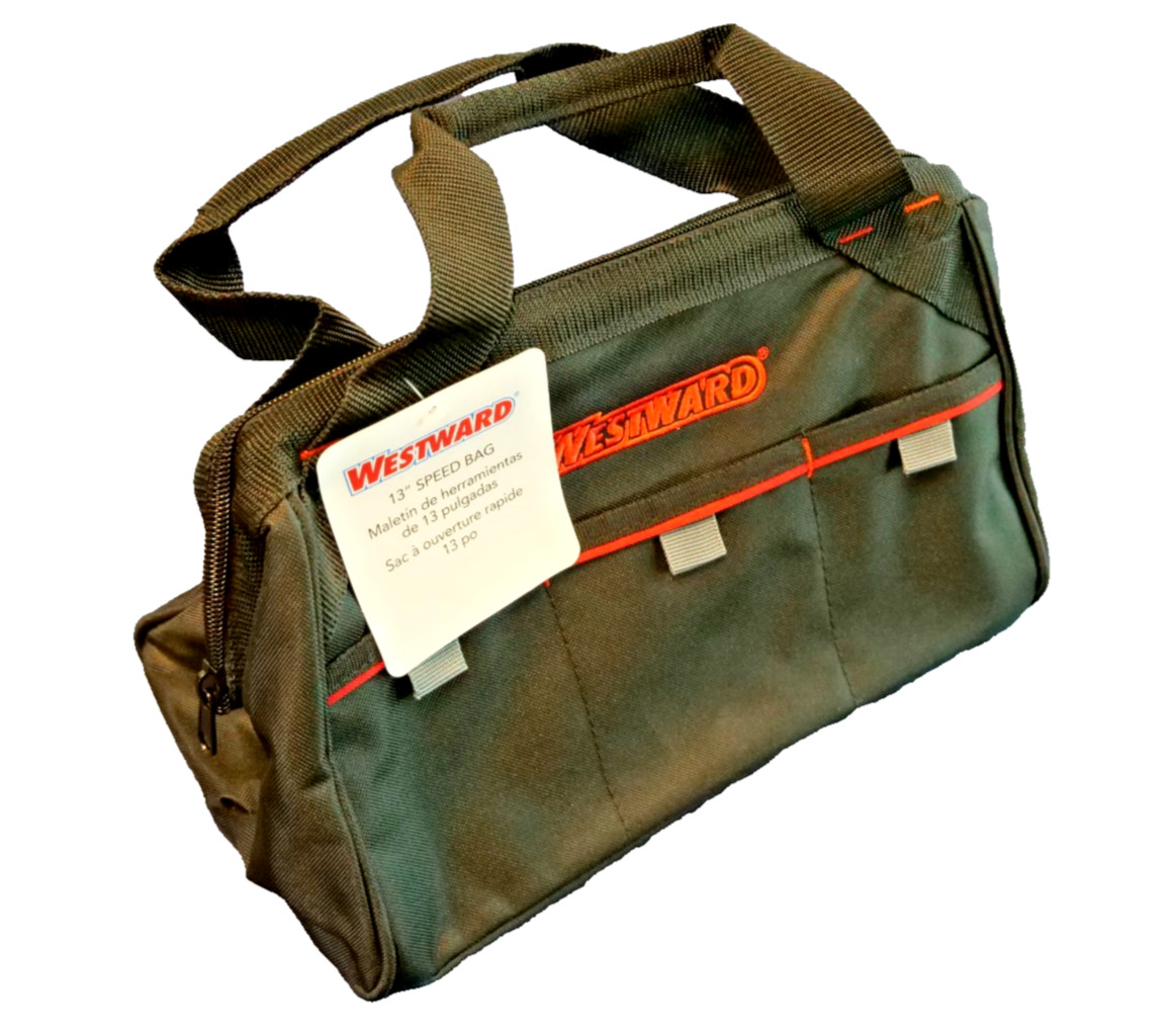 Westward 13″ Tool Bag – 3 Outside Pockets, Polyester, Black (53JW42)