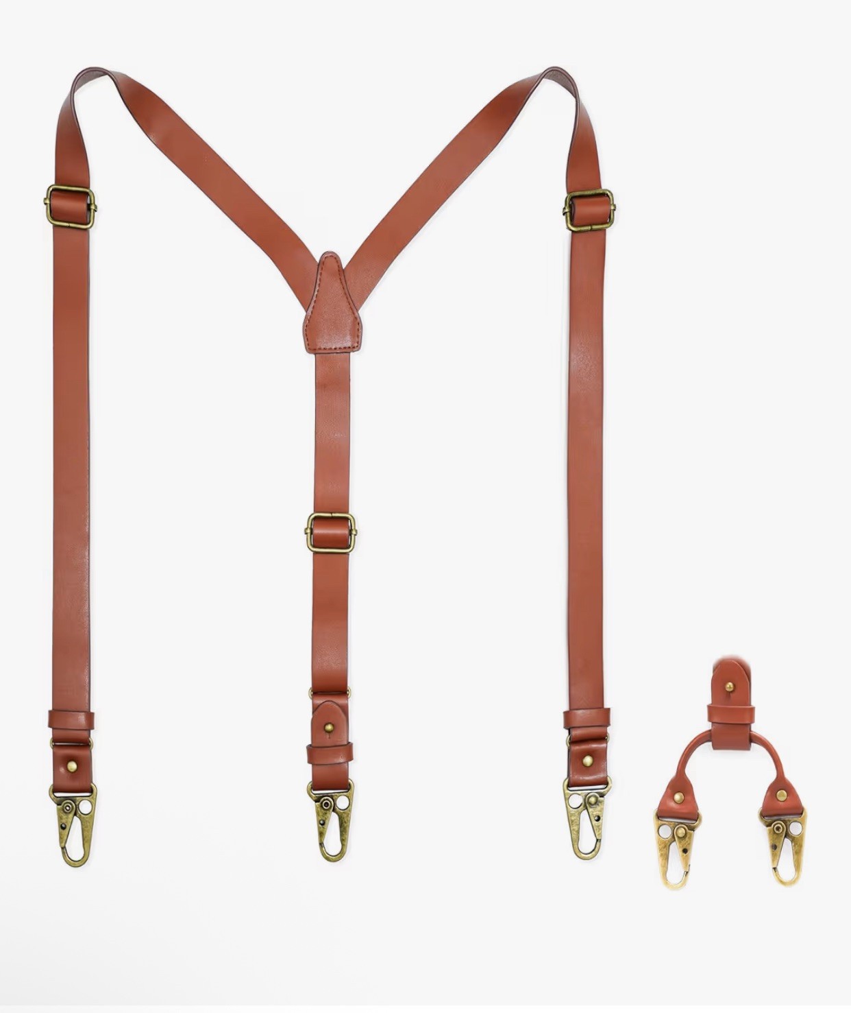 SAIGON handicraft Leather Suspenders Adjustable length (32″ to 54″), Brown
