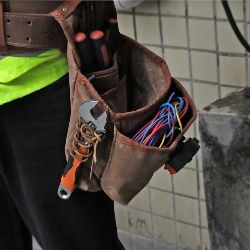 TOURBON Electrician/Carpenter’s Tool Construction Bag Suspender Rig Belt Bag L