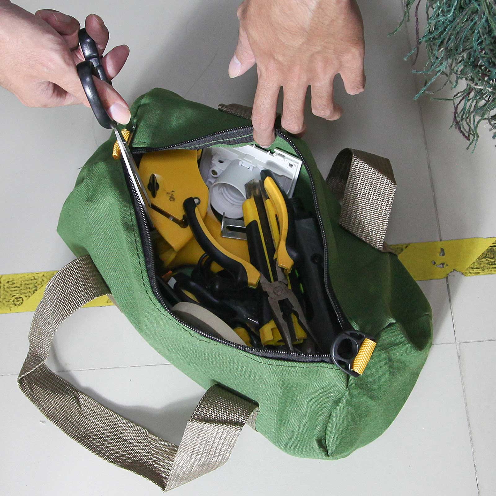 12in Heavy Duty Canvas Tool Bag with Zipper Muti-Purpose Portable Waterproof US