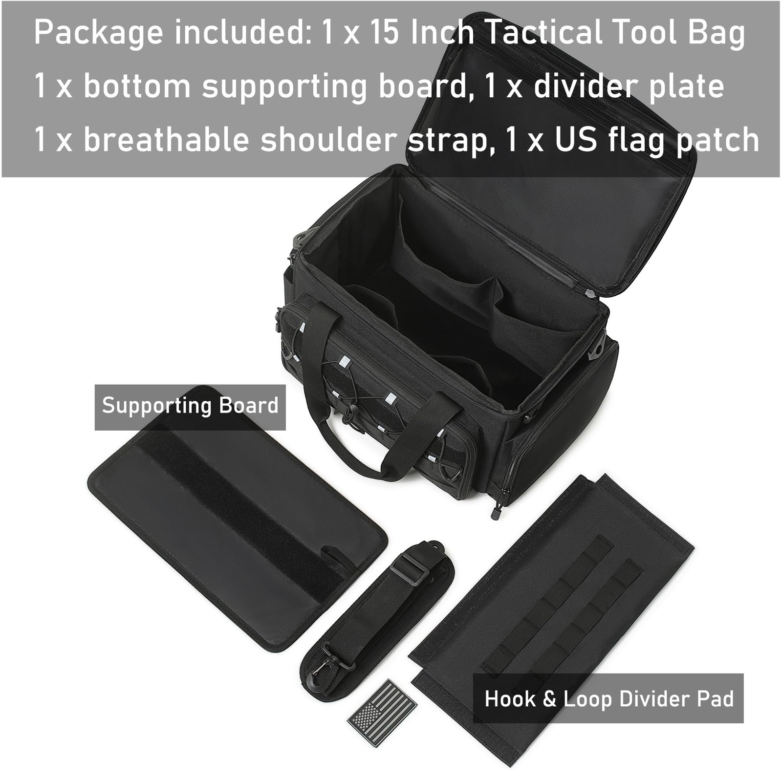 15-Inch Tool Bag Multi-purpose Organizer 15″ X 8.3″ X 9.1″, Black