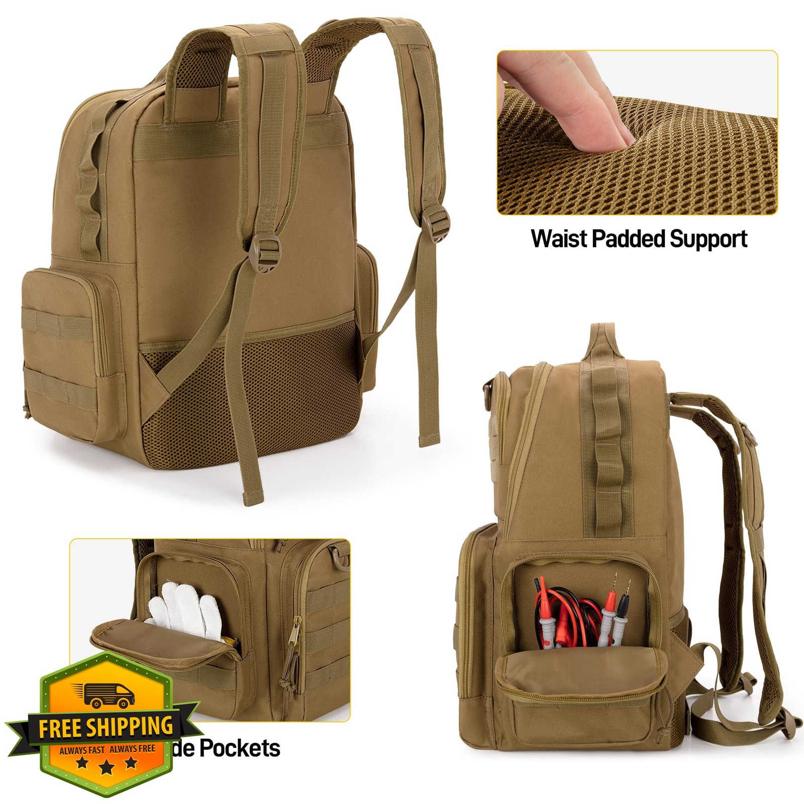 Rexmica Khaki Tool Bag Backpack