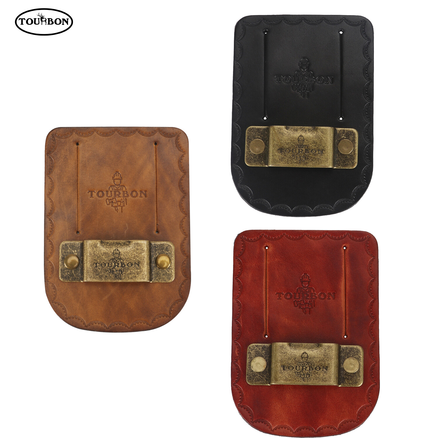 TOURBON Leather Low Profile Tape Measure Hanger Carry Tool Pouch 3 Color Option
