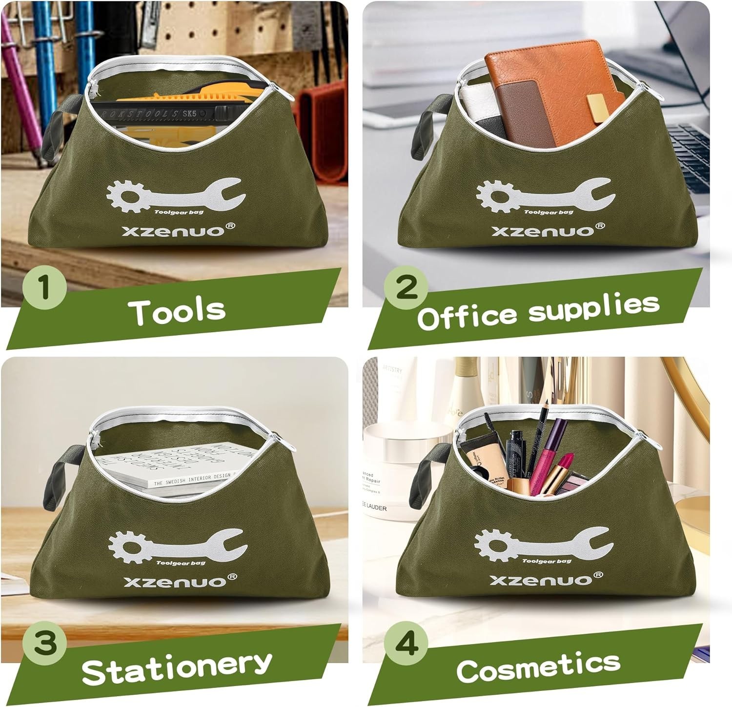 Multifunctional 12.5″ Tool Organizer Pouch – Stylish Cotton Canvas Zipper Bag