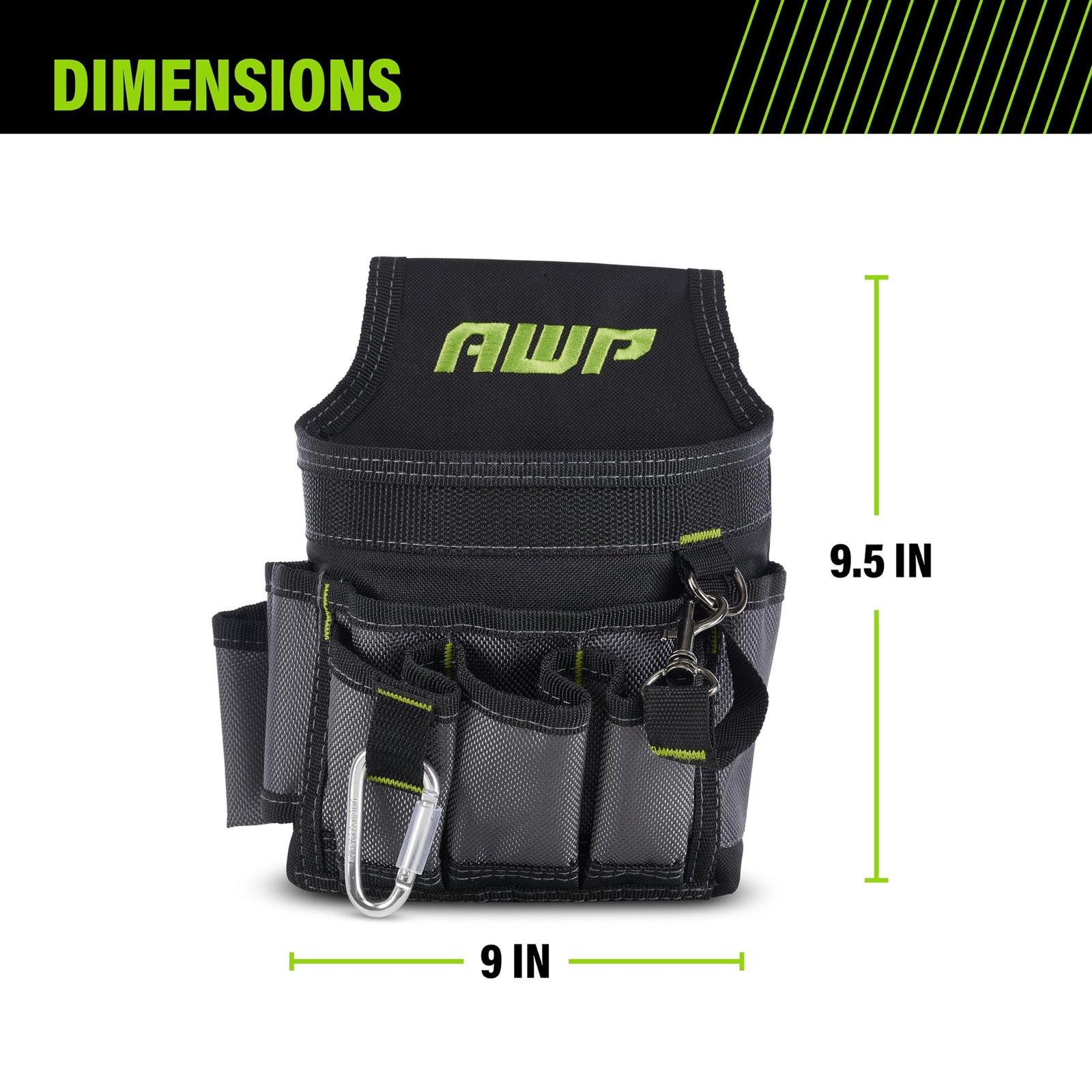 AWP Ballistic Nylon Mini Tool Pouch Multi-Pocket 9 Pockets, Black and Gray