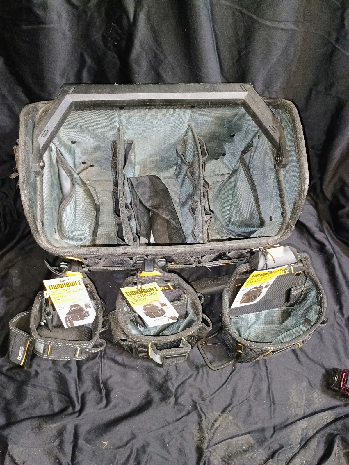 TOUGHBUILT ClipTech Tool Tote Bag, Black, Includes 4 Tool Pouches