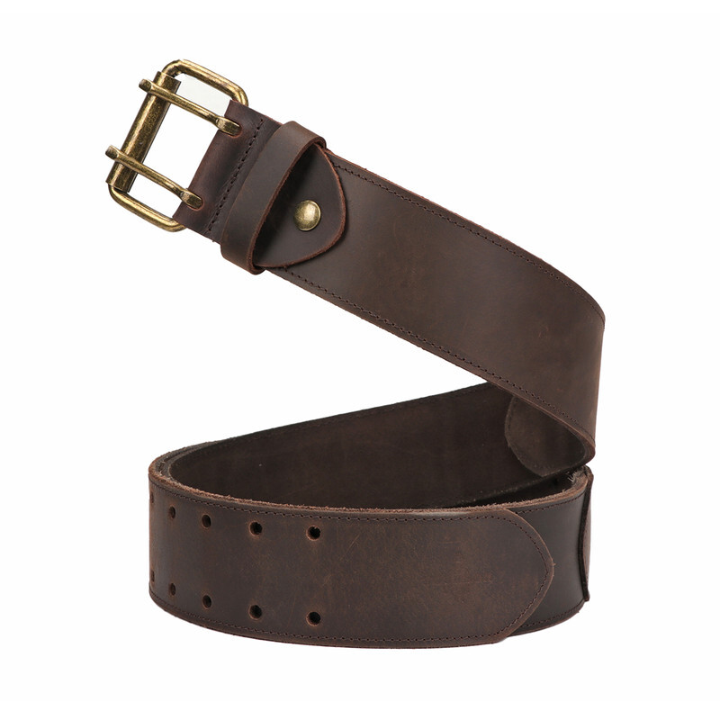 TOURBON Leather Tool Carry Workshop Waist Belt 2″ Double Roller Buckle Rig Belt