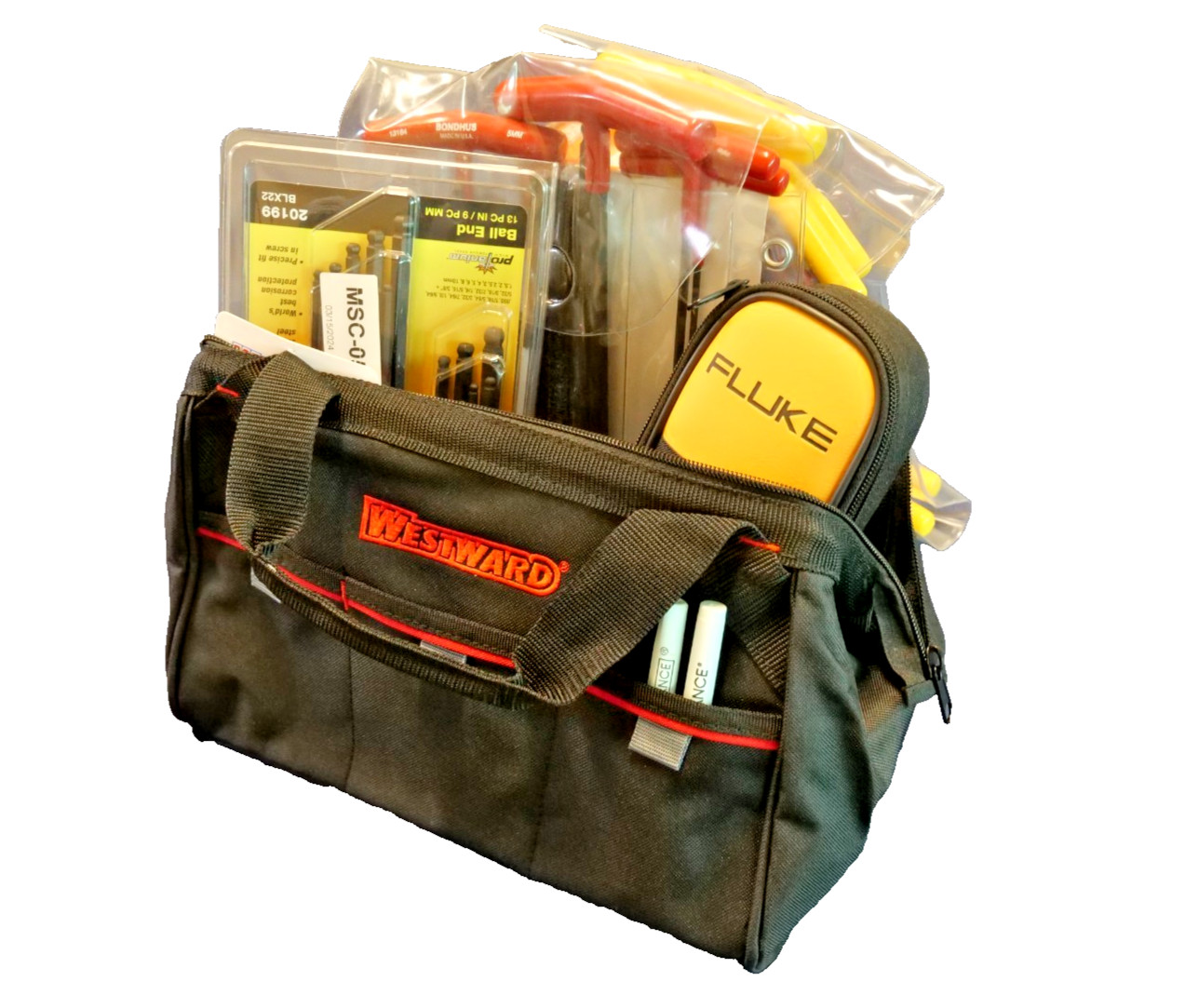 Westward 13″ Tool Bag – 3 Outside Pockets, Polyester, Black (53JW42)