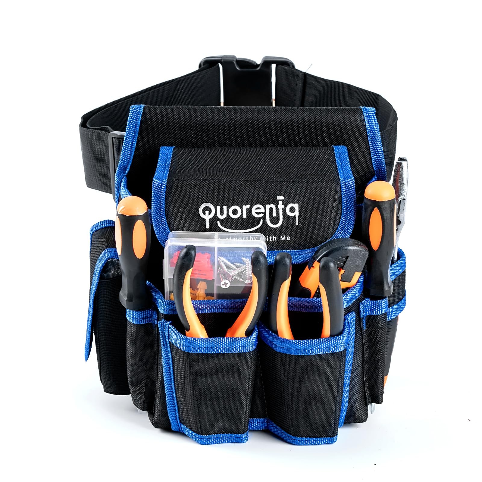 Blue Extra Large Mens Tool Belt Electrician Pouch 8 Pockets Fits 3152 Inch