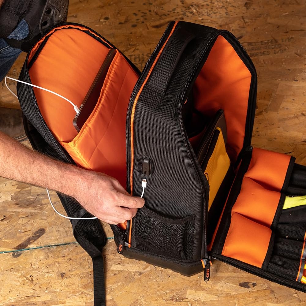 Klein Tools 62805BPTECH 28-Pocket Laptop Backpack Tool Bag, Tradesman Pro…