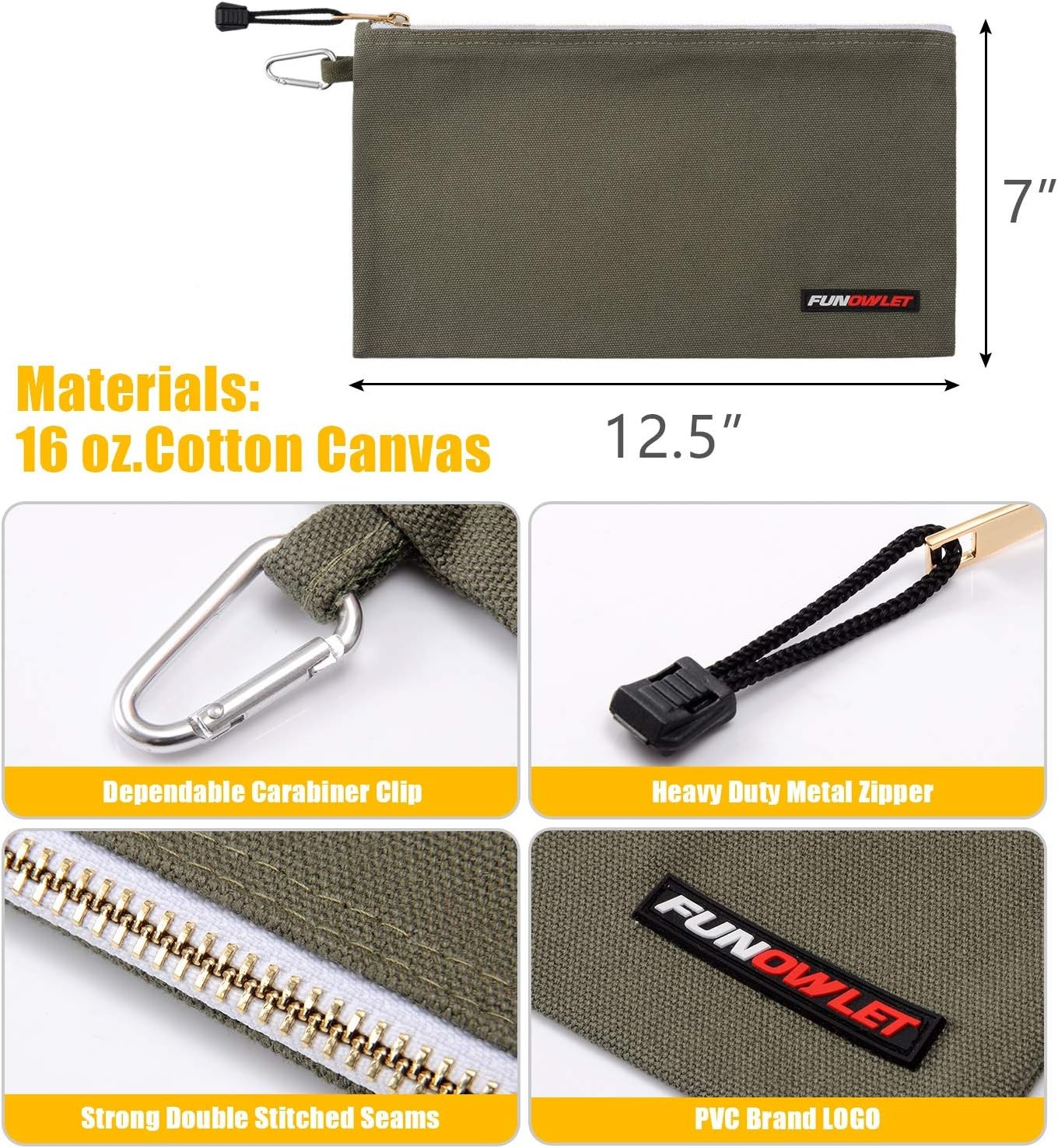 Utility Canvas Zipper Tool Bag – Heavy Duty Tools Pouch