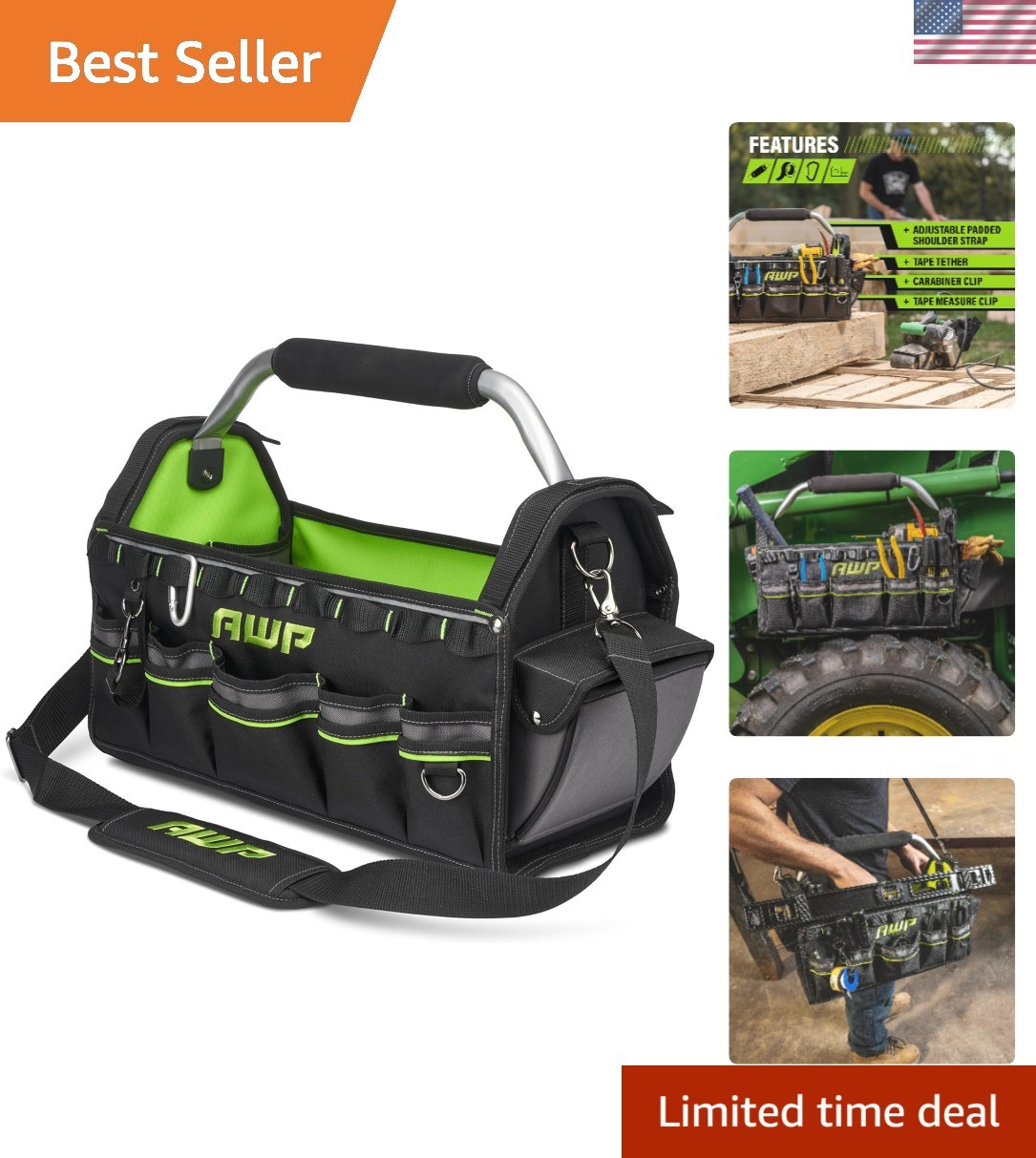 Durable 600 Denier Tool Tote with 15 Compartments for Organized Professionals