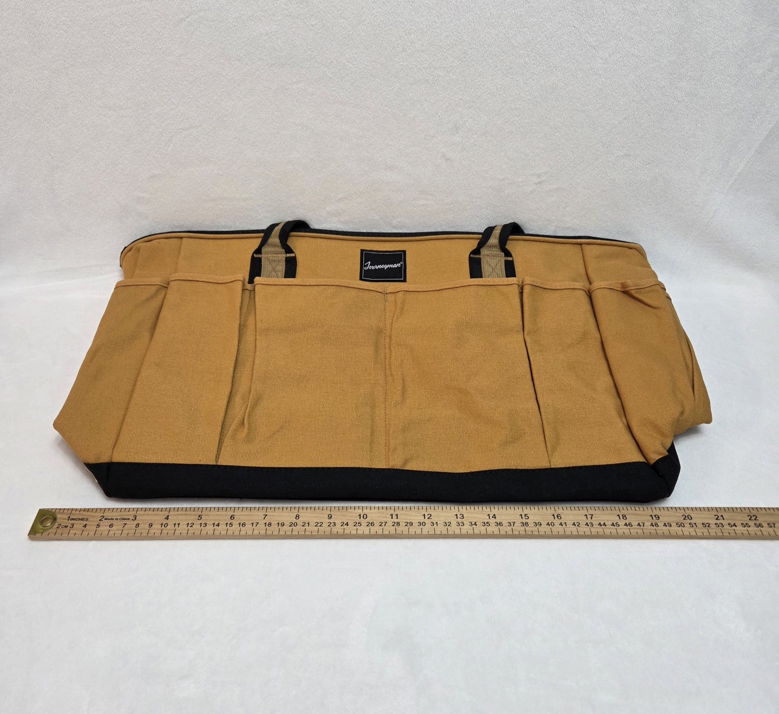 Journeyman Canvas Multipocket Tool Tote Bag in Gold and Black New