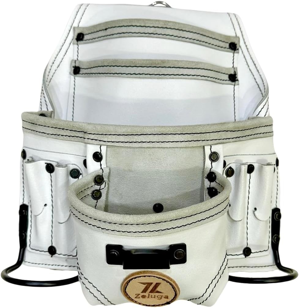 20-508 10 Pocket Rigger Heavy Duty Leather Tool Bag, White