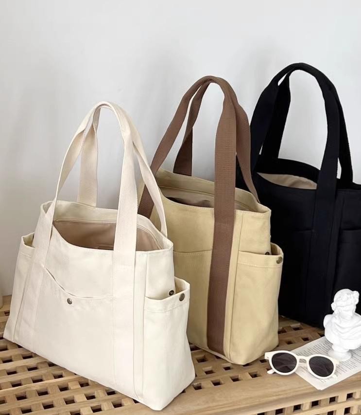 Large Canvas Tote Bag Women Work School College Book Shoulder Shopper Bag