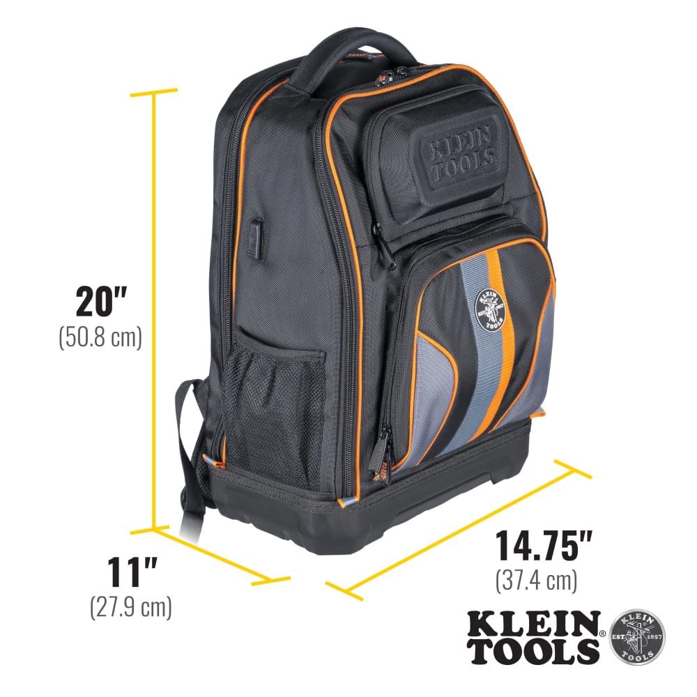 Klein Tools 62805BPTECH 28-Pocket Laptop Backpack Tool Bag, Tradesman Pro…
