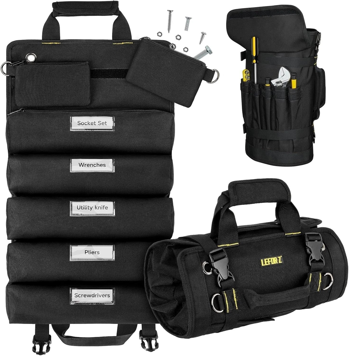Tool Bag,Large Roll Up Tool Bag Organizer,13 Pockets Tool Roll Storage Pouch,…