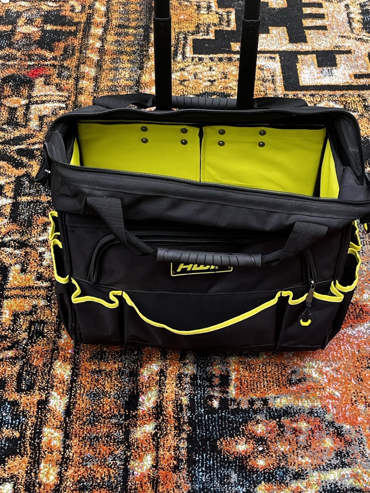 AWP Rolling 18 Inch Tool Bag with Telescoping Handle – 14 Pockets –