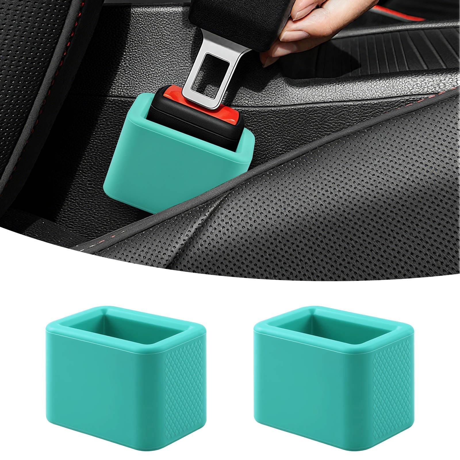 2 PCS Seat Belt Buckle Holder, Silicone Seatbelt Booster to Mint Green