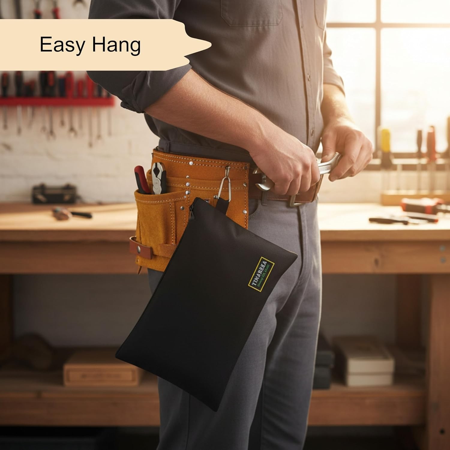 Small Tool Pouch Bag with Zipper – Canvas Tool Organizer for Men | Heavy-Duty