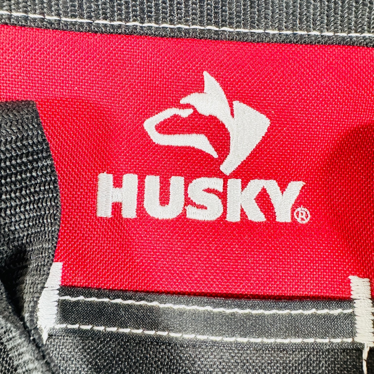 Husky Tool Bag w Handles Red Black Zippered Organizer 004N11 12 in Wide