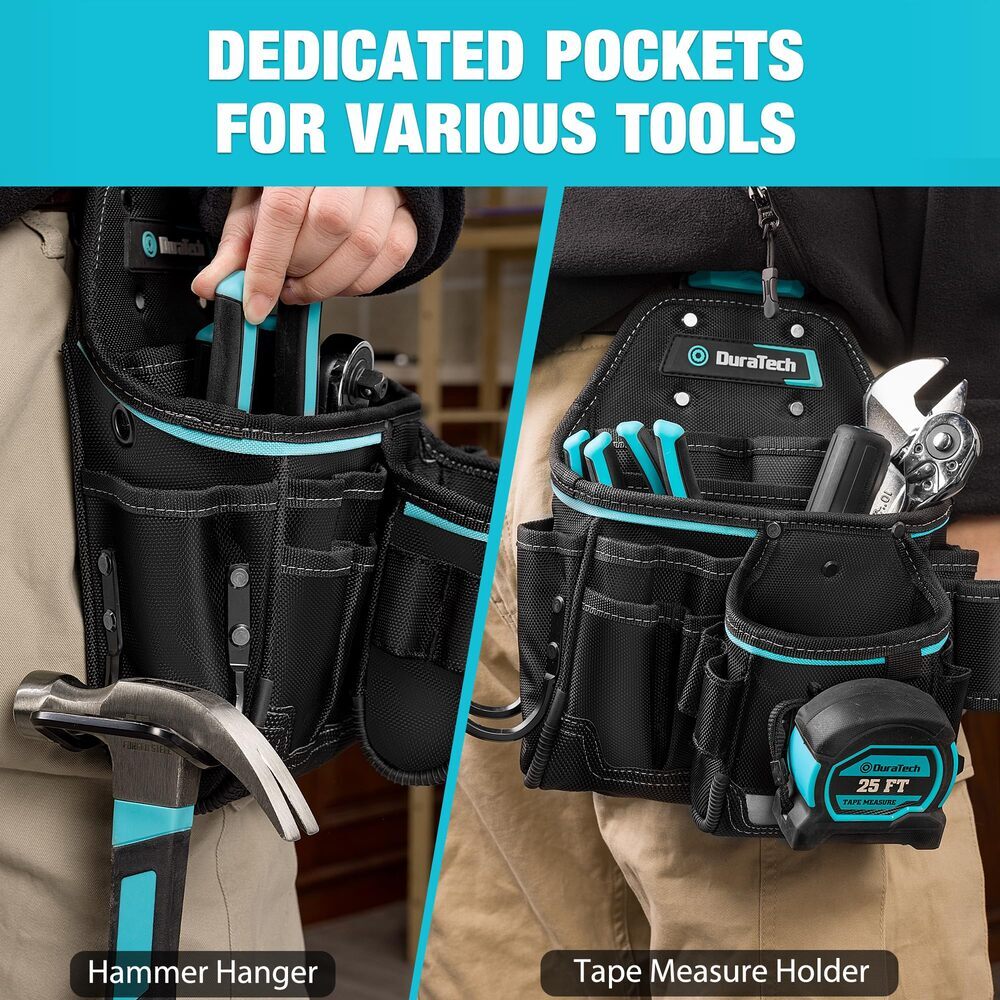 DuraTech Electrician Tool Pouch Expandable Belt Clip Pocket Quick Release Buckle