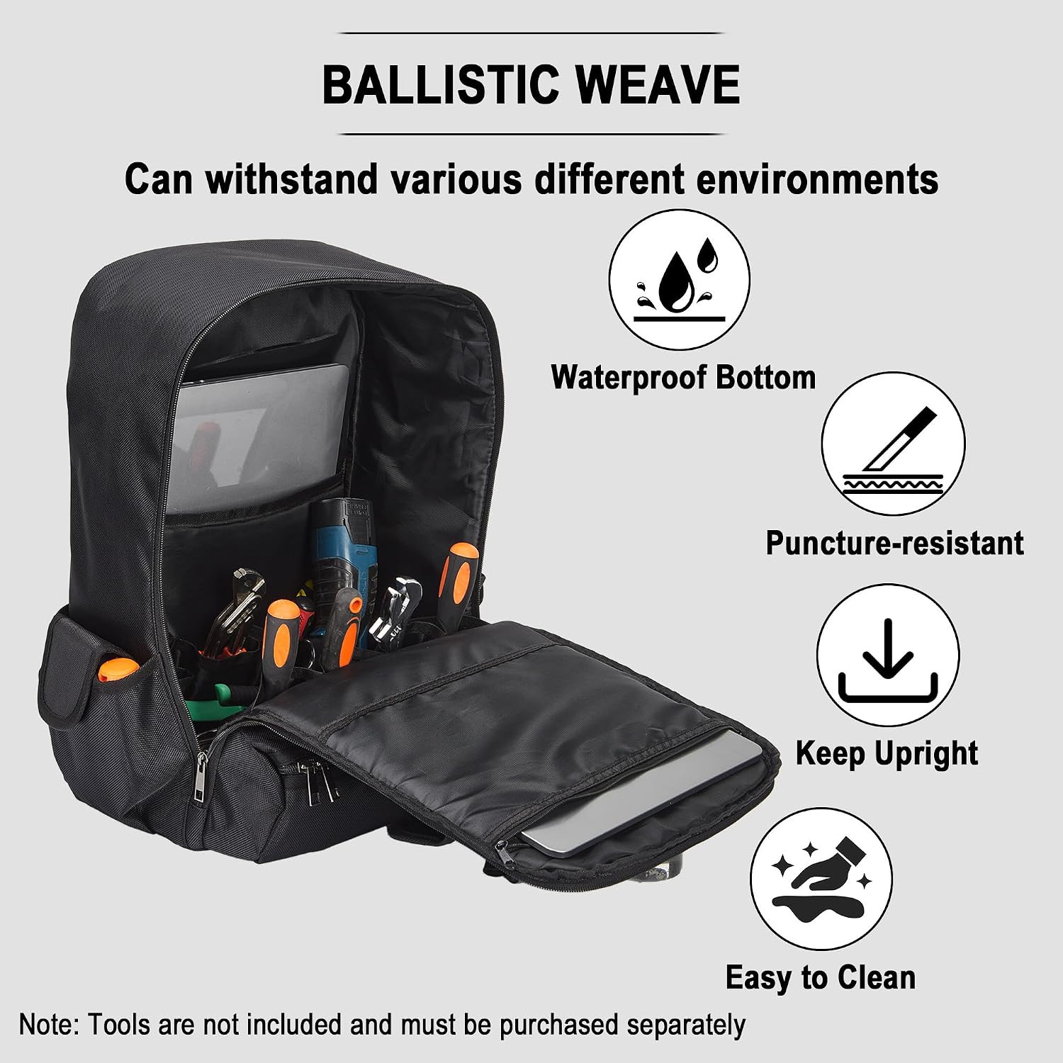 Ultimate Heavy Duty Waterproof Tool Backpack with Laptop Compartment
