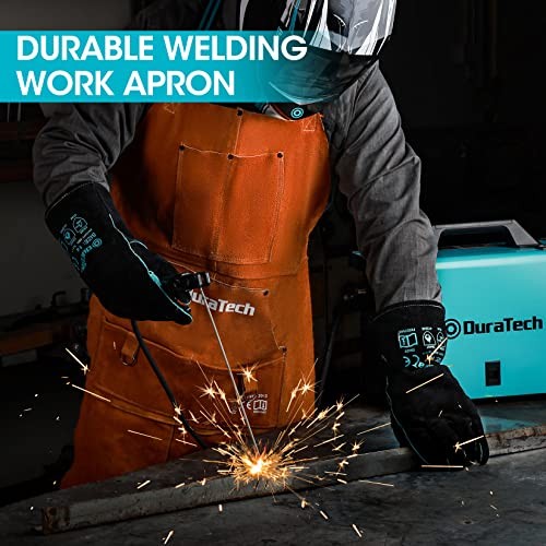 Leather Welding Apron, Heat Flame Resistant, 23″ x 36″ Heavy Duty Work Apron