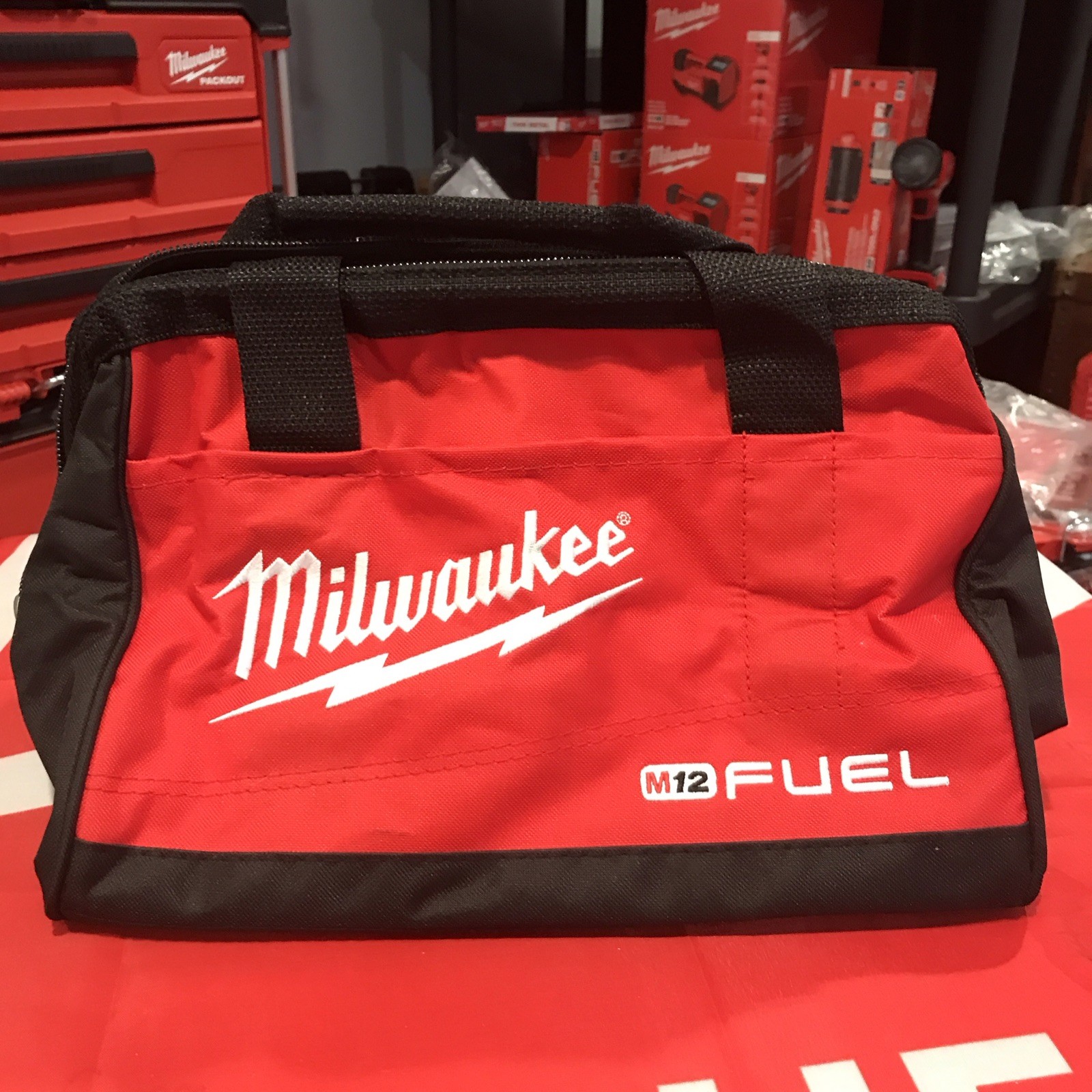 Milwaukee M12 FUEL Medium Tool Bag 13L x 9.5W x 9” Tall. Zippered with Handles