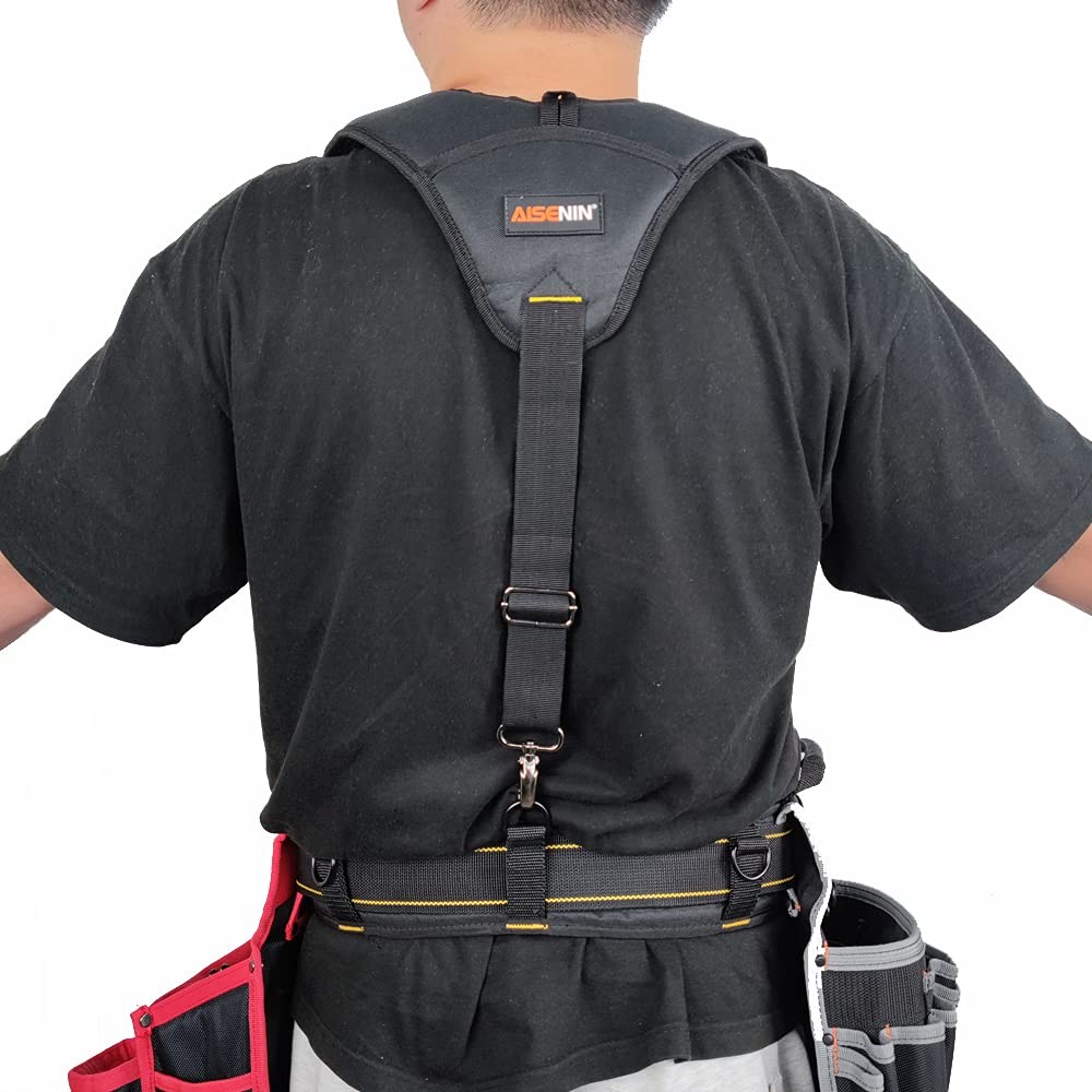 Heavy Duty Tool Belt Suspenders 3 Point Padded Construction Work Strap