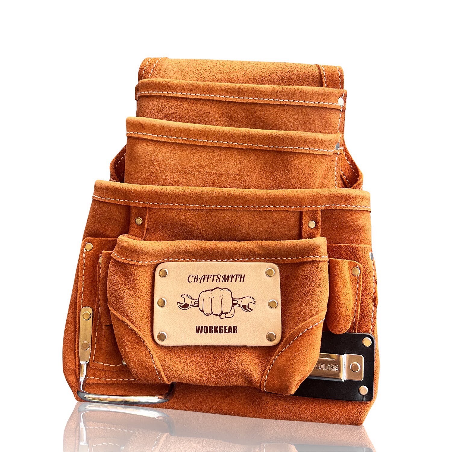 Carpenter Drywaller Bolsa Tool Pouch Heavy Duty 10 Pocket Suede Leather BOGO!
