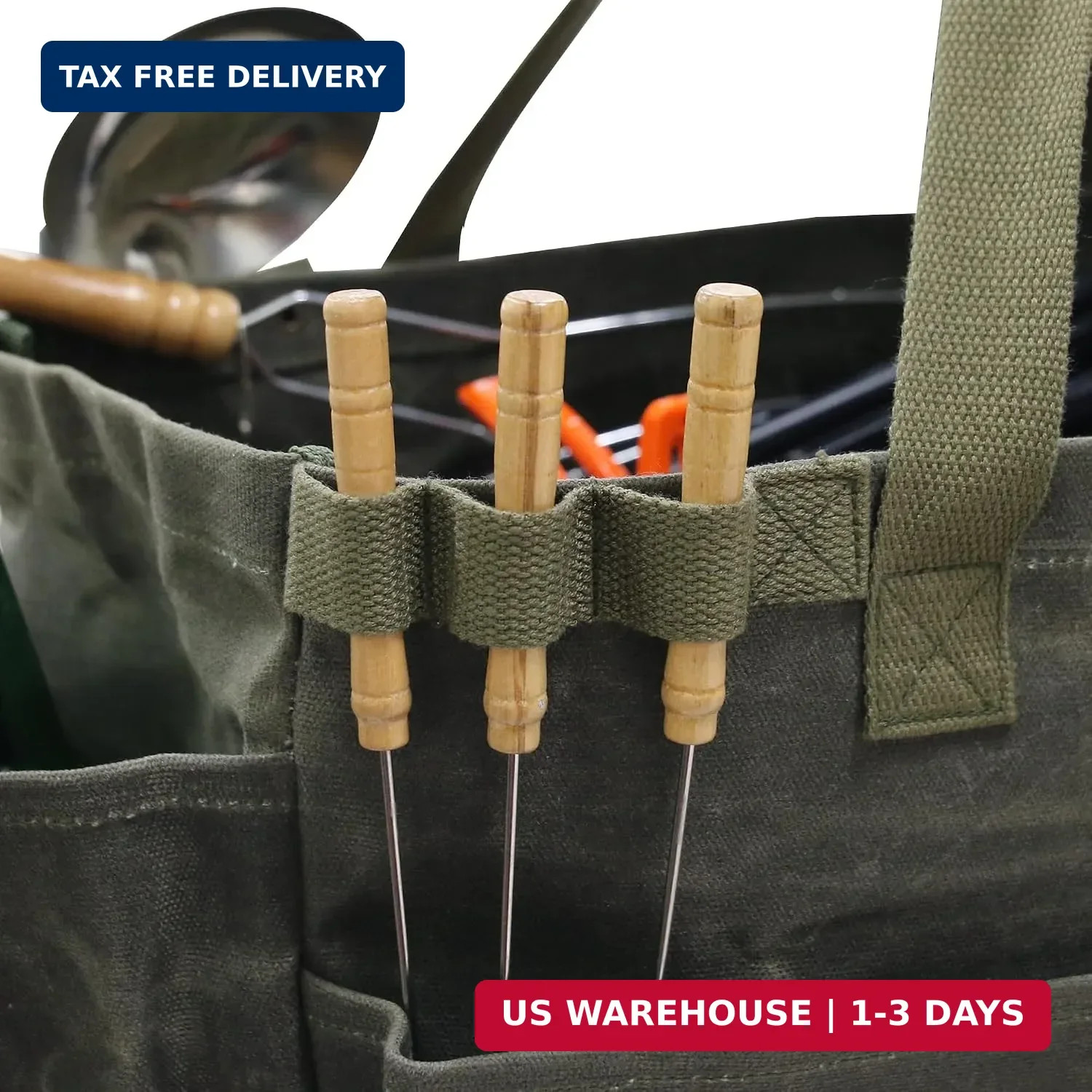Portable Garden Camping Tool Storage Bag,Waxed Canvas Firewood Carrier Tote bag,